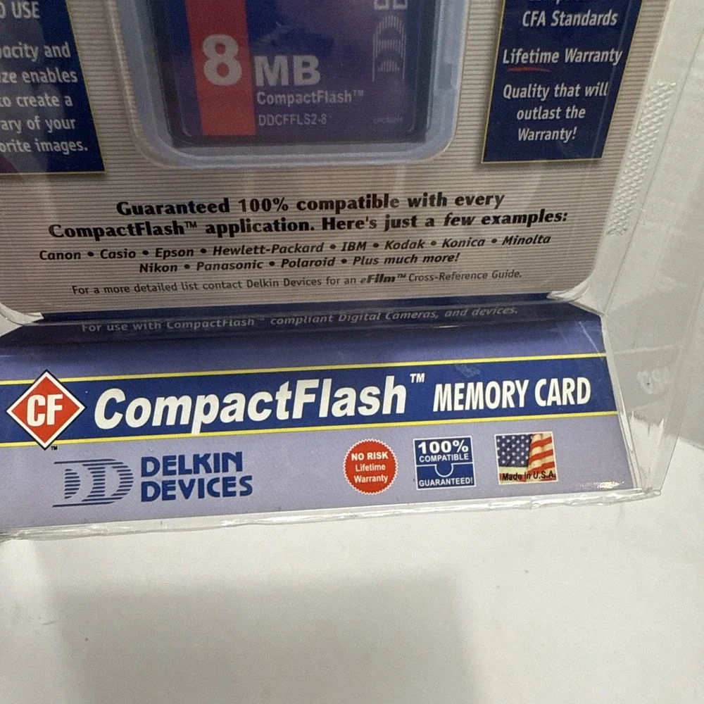 New Delkin 8 MB CompactFlash‎ Card DDCFFLS2-8 + Digital Imaging Software Pack